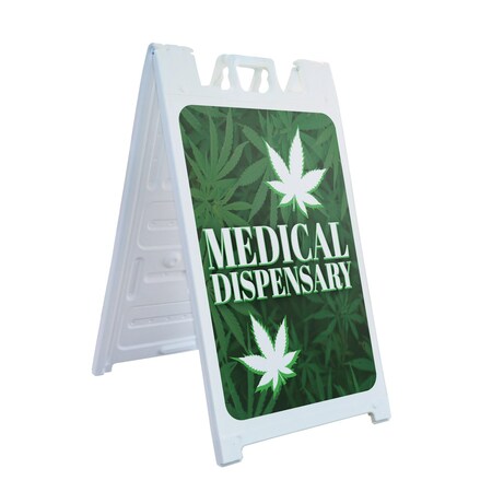 Signmission Medical Dispensary, A-Frame & 2 Decals Installed, Heavy-Duty Plastic Frame SBHD-D-2436-30402