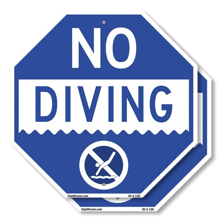 Signmission No Diving, 6 inch X 6 inch, Plastic Sign, 2PK OC-P-2PACK-6-130