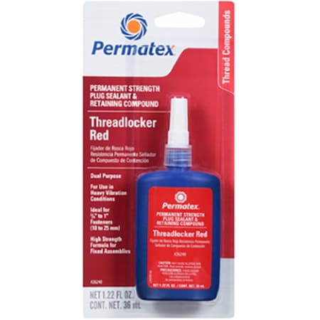 Permatex 36 ml Permanent Strength Threadlocker, Red 26240