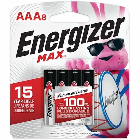 Energizer Max AAA Alkaline Battery, 8PK E92MP-8