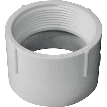 Genova CANPLAS Pipe Adapter, 2 in, FNPT x Hub, PVC, White 192892
