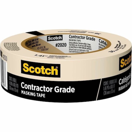 Scotch Contractor Grade Masking Tape, 1.41 in x 60.1 yd 36mm x 55m, 3PK 2020-36AP