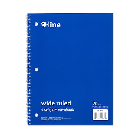 C-Line Products 8-1/2" x 10-1/2" Blue Wide Ruled 1-Subject Spiral Notebook, 1/EA, 24EA/CT 22038-CT