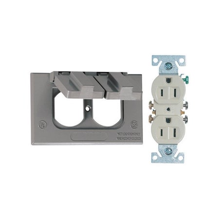 Sigma 14227 1 Gang Gray Weatherproof Duplex Cover Receptacle 3425030