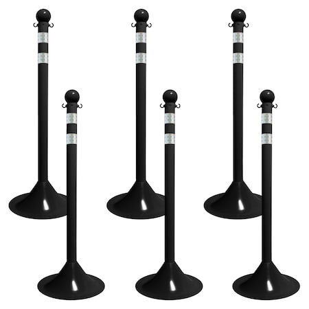 Mr. Chain Black Reflective Light Duty Stanchion (6-Pack) 91550-6