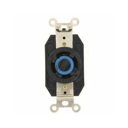 Leviton Flanged Locking Receptacle, L18-30R, 30 A, 120/208V AC, Three Phase, 4 Pole, Flush Mount, Black 2750