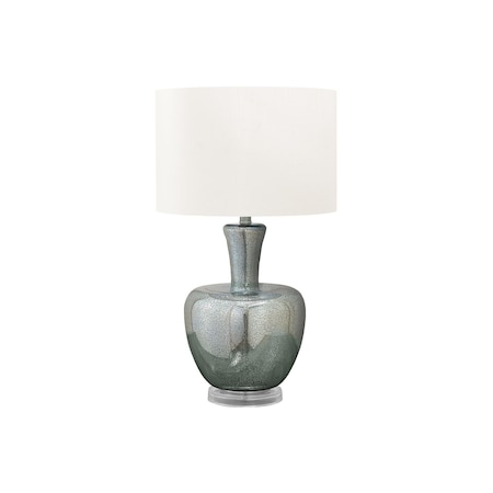 Monarch Specialties Lighting, 26"h, Table Lamp, Sea Green Glass, Ivory / Cream Shade, Contemporary, Modern I 9898