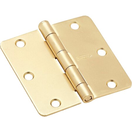National Hardware 3-1/2''x1/4'' Radius Satin Brass Door Hinge, 3PK N830-333