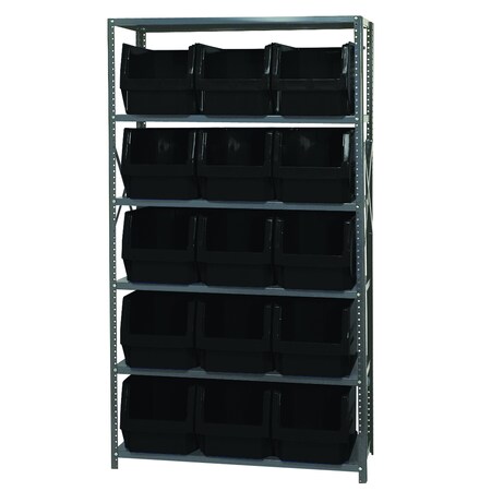Quantum Storage Systems 6 SHELF OPEN UNIT W/15 BLACK BINS MSU-533BK