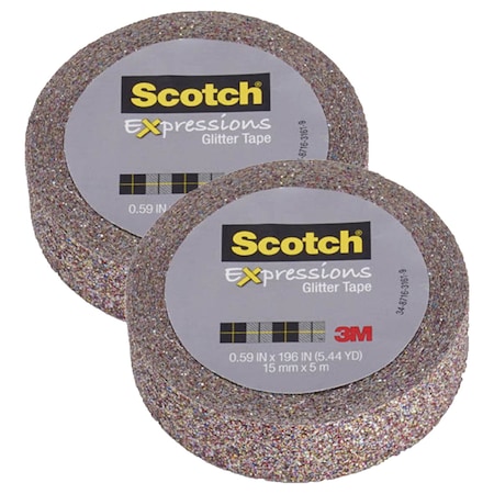 Scotch Expressions Glitter Tape, .59" x 196", Multi-Colored, 2PK C514-MUL