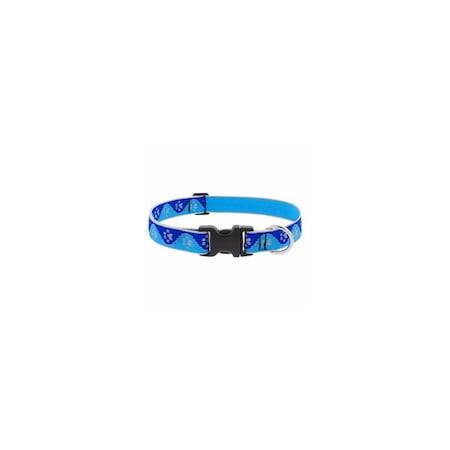 Lupine Adjustable Medium Dog Collar, Reflective Blue Paws Pattern, 1 x 16 - 28-In. 48453