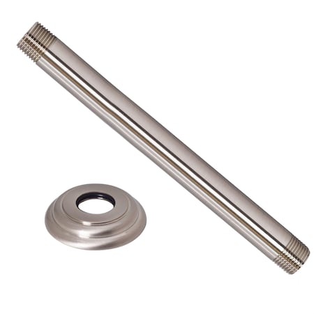 Westbrass 1/2" IPS x 8" Ceiling Mounted Shower Arm W/ Flange in Stainless Steel D3608A-20