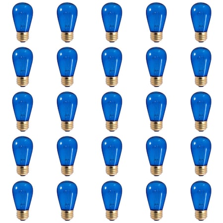 Bulbrite 11-Watt S14 Transparent Blue Dimmable Incandescent Light Bulb, 25PK 861307