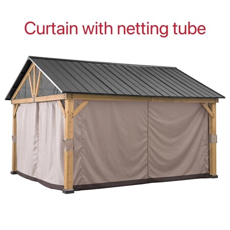 Sunjoy Replacement Curtains for 13 ft.  15 ft. Wood-Framed Gable Roof Gazebos W/Netting Tube A111901000
