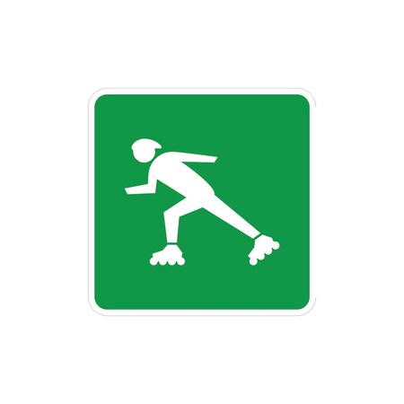 Sign Solutions Usa Skater SymbolPermitted, 18 in W x Square, Aluminum Sign DUS06HWT1818D11-3