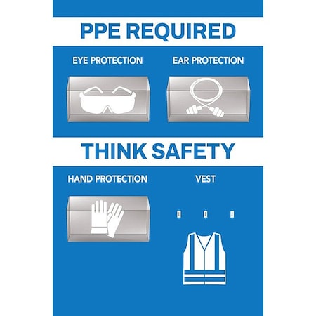 Visual Workplace PPE Shadow Board, Blue, 24 in H 30-1910-3624-P30801