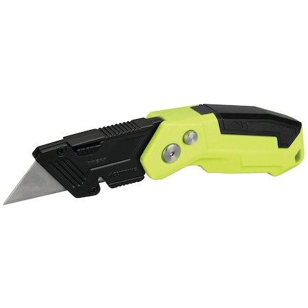 Performance Tool High Viz Folding Utility Knife, Green/Black W2603