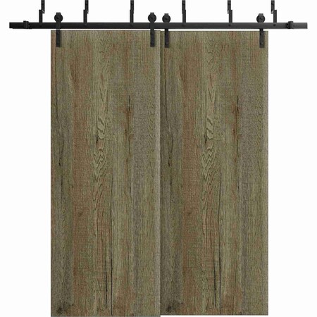 Sartodoors Sliding Closet Barn Bypass Doors 48 x 80 inches, BASIC 3001 Antique Oak, Modern 6.6ft Rails Hardwa BASIC3001BBB-OANTI-48