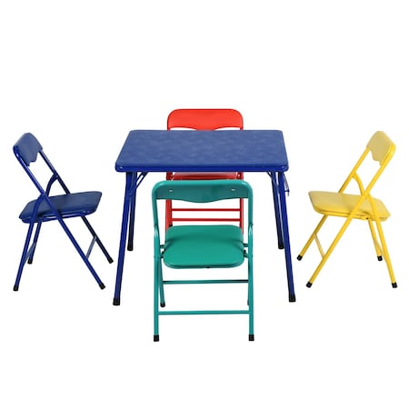 Homeroots Blue PVC Veneer and Steel Square Furniture Set 719199
