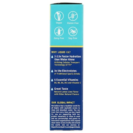 Liquid I.V. Lemon Lime Hydration Multiplier Electrolyte Drink Mix, 3.39 Ounce 863737000169