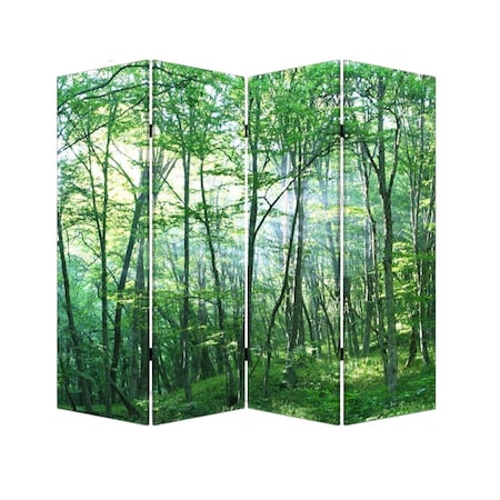 Homeroots 84" Green Canvas Folding Four Panel Screen Room Divider 274631