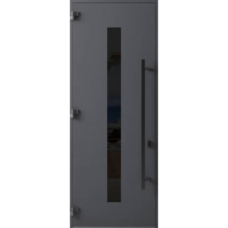 Vdomdoors Front Exterior Prehung Steel Door Ronex0130 Grey 96 Entry Metal Modern Painted W36xH96 Right hand RONEX0130EXD-GRE-W36xH96-RH-I