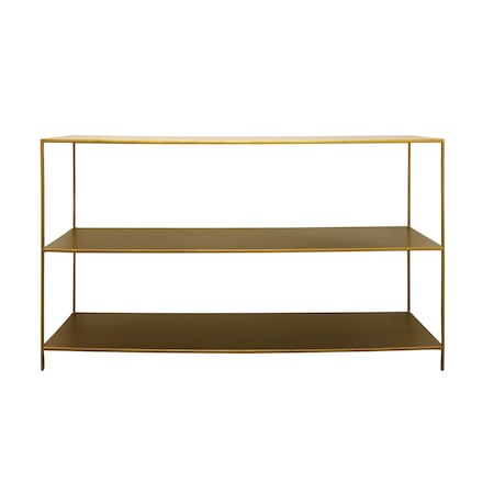 Homeroots 60" Brass Iron Console Table With Shelves 488803