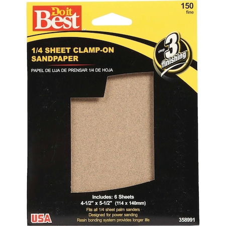 Do It Best 150 Grit 1/4 Sheet Power Sanding Sheet, 6PK 358991GA