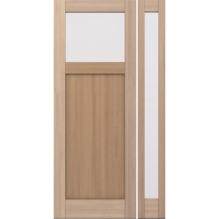 Doornmore CRF-P1G1, 51.5" x 98" ( 36" Door + 12" Side) Left Hand, Mahogany Top View Exterior Door CRF-P1G1-SW-3696-G101-SL_1-1_LI