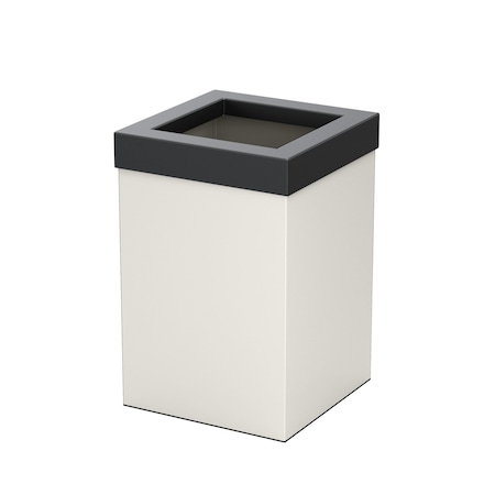 Gatco Modern Square 3 Gal. Wastebasket, Matte Pearl/Black Lid 1935MX