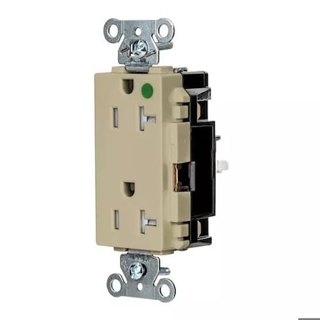 Hubbell Wiring Device-Kellems Straight Blade Receptacle, 5-20R, 20 A, 125V AC, 2 Pole, 3 Wire, Surface Mount, Grounded HBL2182STITR