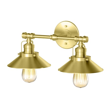 Gatco Modern Farmhouse Metal Double Sconce, Brushed Brass 1723