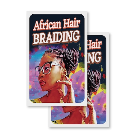 Signmission African Hair Braiding, Vinyl Decals Only 24 Inch x 36 Inch, Vinyl Decal, 2PK DSB-2436-2PACK-30339