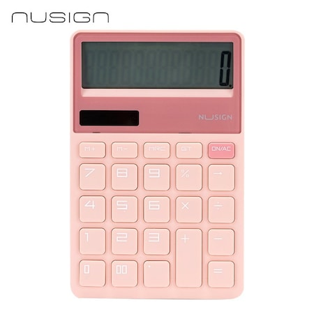 Deli NUSIGN Desktop Calculator, 12-Digit Large Display, 5 Angle, Pink, 20PK ENS042