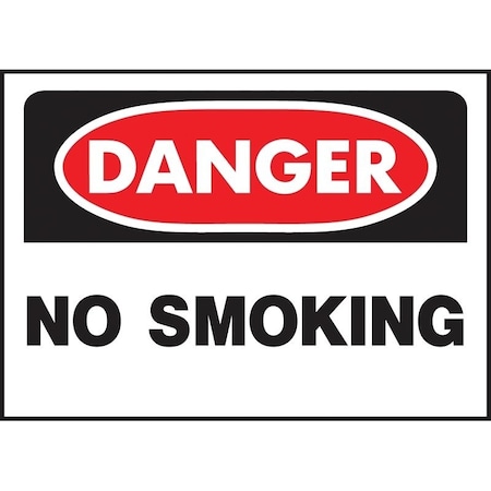 Hy-Ko Danger Sign, Rectangular, NO SMOKING, Black Legend, White Background, Polyethylene 515