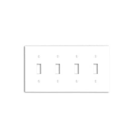 Leviton Switch Wallplate, Standard Size, Gang 4, White 88012