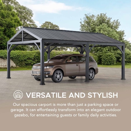 Sunjoy 20 ft. x 14 ft. Newville Carport with Hardtop Top A110000800