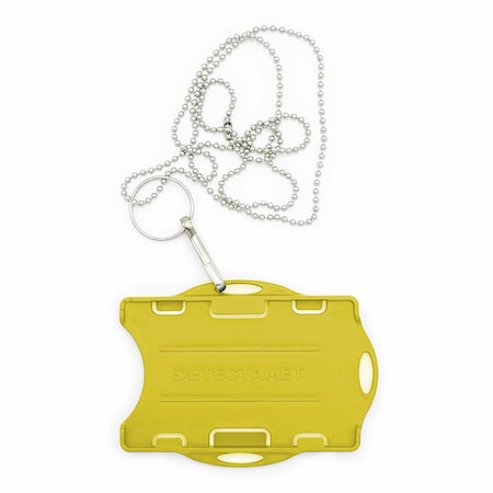 Detectamet Detectable Swipe Card Holder double sided with Neck Chain Yellow, 10PK 212-T889-A55-P05