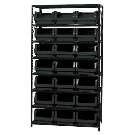 Quantum Storage Systems 8 SHELF OPEN UNIT W/21 BLACK BINS MSU-532BK