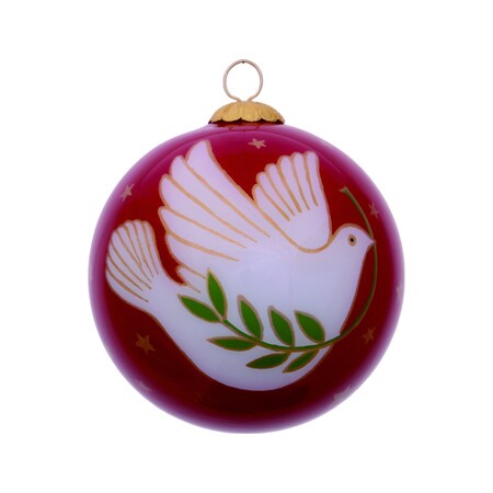 Homeroots Peace on Earth Dove Hand Painted Mouth Blown Glass Ornament 477448