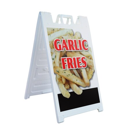Signmission Garlic Fries, A-Frame & 2 Decals Installed, Heavy-Duty Plastic Frame SBHD-D-2436-Garlic Fries