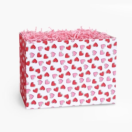 Nashville Wraps Scattered Hearts Basket Box, Large 10.25x6x7.5, 6PK SHL