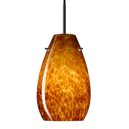 Besa Lighting Besa Pera 9 Pendant, Amber Cloud, Black Finish, 1x 9W LED 1JT-412618-LED-BK