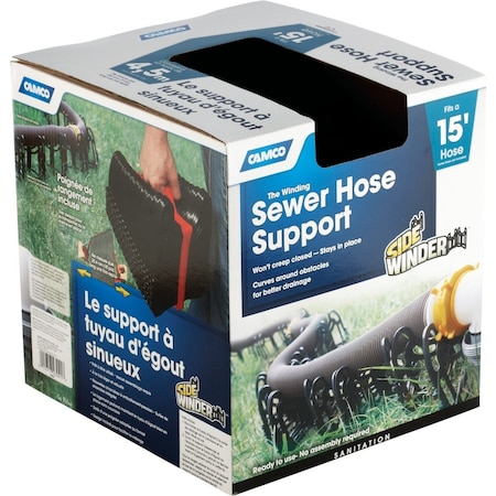 Camco 15 Ft. Sturdy Lightweight Plastic Sidewinder RV Sewer Hose Support 43041