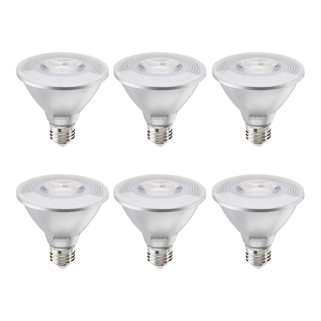 Bulbrite 75-Watt Equivalent Dimmable Flood PAR30SN Medium E26 LED Light Bulb, 3000K, 6PK 861772