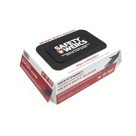 Safety Wercs Disposable Gloves, Black, M, PK40 SWBK6014M