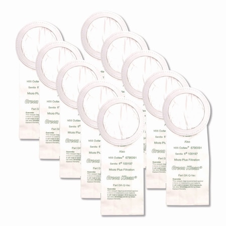 Green Klean Replacement Vacuum Bags, Fits NSS Outlaw/ProTeam QuarterVac/Sandia/Sanitaire, 10PK GK-Q-VAC-P