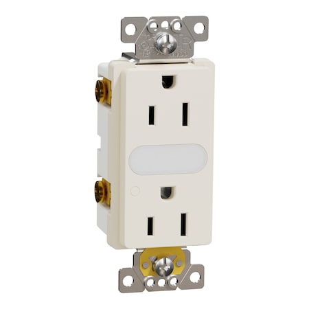 Square D Straight Blade Receptacle, 15 A, 125V AC, 2 Pole, Flush Mount, Self-Grounded SQR57101LA