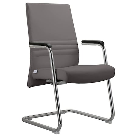 Leisuremod Aleen Office Chair in Upholstered Leather and Iron Frame, Grey AGO19GRL