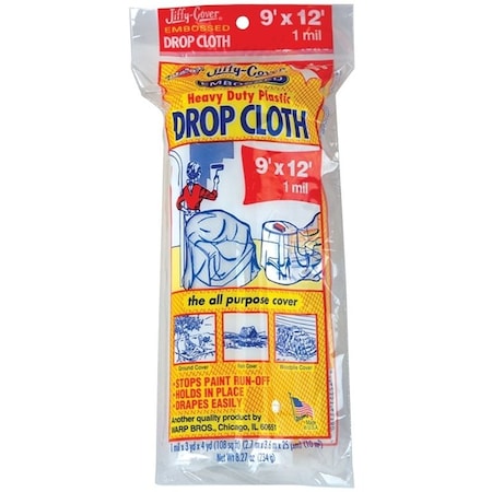 Warps Drop Cloth, 12 ft L, 9 ft W, Plastic, Clear EC-912